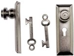 (image for) Door Knob w/ Key Plate Satin Nickel 2pk