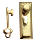 (image for) 1/2in Scale Brass Knob Plate w/ Key 6pc