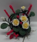 (image for) White Roses in Wire Basket