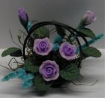 (image for) Lavender Roses in Wire Basket