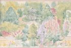 (image for) Watercolor Garden Gazebo Wall Mural