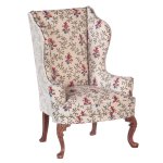 (image for) High Back Armchair - Red & Blue Floral