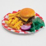 (image for) Hamburger w/ Fries & Toppings Checkered Plate