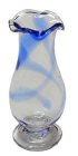 (image for) Swirled Blue Glass Fluted Ped Vase