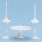 (image for) White Cake Plate & Candle Holders