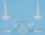 (image for) Clear Cake Plate & Two Candle Holders