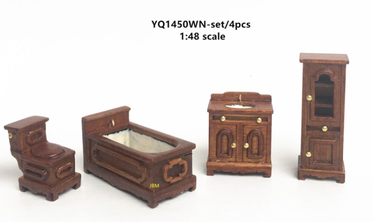 (image for) 1/4 Scale Bathroom Set 4pc - Walnut