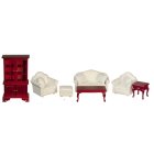 (image for) Living Room Set - Mahogany & White - 7pc