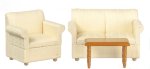 (image for) Cream Living Room Set - 3pc - Walnut