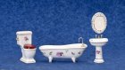 (image for) Bath Set w/ Pink Rose Decals - 4pc