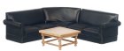 (image for) Corner Sofa Set w/ Walnut Coffee Table - Black - 4pc