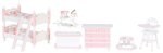 (image for) Pink & White Girls Bunk Bed Bedroom Set - 7pc