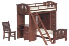 (image for) Walnut Bunk Bed Set w/ Computer Desk & Chair