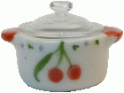 (image for) Cherry Design Ceramic Casserole Dish w/ Glass Lid