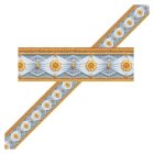 (image for) 1/2in Scale Light Blue & Gold Floral Wallpaper Border Sheet