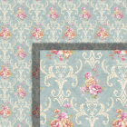 (image for) 1/2in Scale Light Blue Floral Wallpaper Sheet