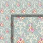 (image for) 1/2in Scale Light Blue Floral Wallpaper Sheet