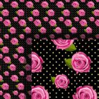 (image for) Black Polka Dot & Roses Wallpaper Sheet