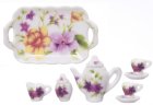 (image for) 8pc Tea Set w/ Multi-Colored Flowers