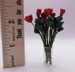 (image for) 12 Long Stemmed Red Roses in Square Clear Vase