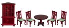 (image for) Dining Room Furniture Set - 6pc - Mahogany - Green Upholstery