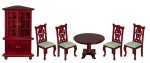 (image for) Dining Room Furniture Set - 6pc - Mahogany - Green Upholstery