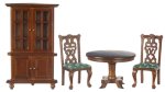 (image for) Dining Room Furniture Set - 4pc - Walnut - Green Upholstery