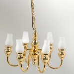 (image for) 6 Arm Chandelier w/ Tall Frosted Globes 12v