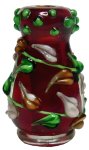 (image for) Red Fused Glass Vase w/ Leaf Detail