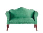 (image for) Queen Anne Green Sofa - Mahogany