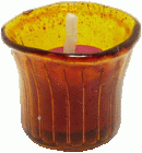 (image for) Amber Glass Votive Candle Holder w/ Red Candle