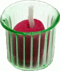 (image for) Green Glass Votive Candle Holder w/ Red Candle