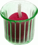 (image for) Green Glass Votive Candle Holder w/ Red Candle