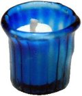 (image for) Blue Glass Votive Candle Holder w/ White Candle