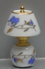 (image for) White & Blue Floral Brass China Lamp - Non-Electric