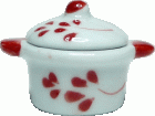 (image for) Ceramic Red Pattern Pot w/ Lid