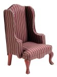 (image for) Burgundy Stripe Upholstered Mahogany Armchair