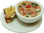 (image for) Bowl of Vegetable Soup w/ Chicken Salad Sandwich