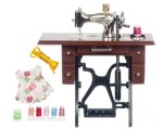 (image for) Sewing Machine Cabinet & Accessories Set - Silver