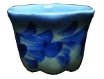 (image for) White Ceramic Pot w/ Blue Design