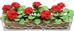 (image for) Red Geraniums in Sunrise Iron Flower Box