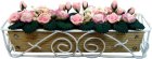 (image for) Pink & White Roses in Scroll Iron Planter