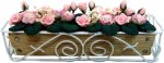 (image for) Pink & White Roses in Scroll Iron Planter