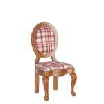 (image for) Red Plaid Upholstered Side Chair - Walnut