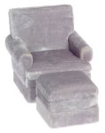 (image for) Plush Chair & Ottoman - Gray