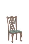 (image for) Fancy Green Upholstered Side Chair - Walnut