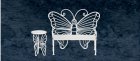 (image for) Wire Garden Bench & End Table 2pc Set - White