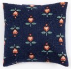 (image for) Throw Pillow - Navy Blue w/ Heart Flowers