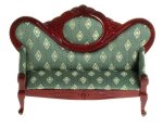 (image for) Victorian Mirrorback Sofa - Green & Mahogany