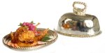 (image for) Fruit Garnished Chicken on Metal Serving Tray w/ Lid